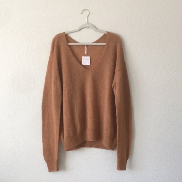 Free People Gossamer Vneck Sweater Terracotta Large - Picture 15 of 15